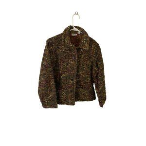 Vintage Chico's Design Women's Multi Tweed Button Front Jacket - 1 (Medium)